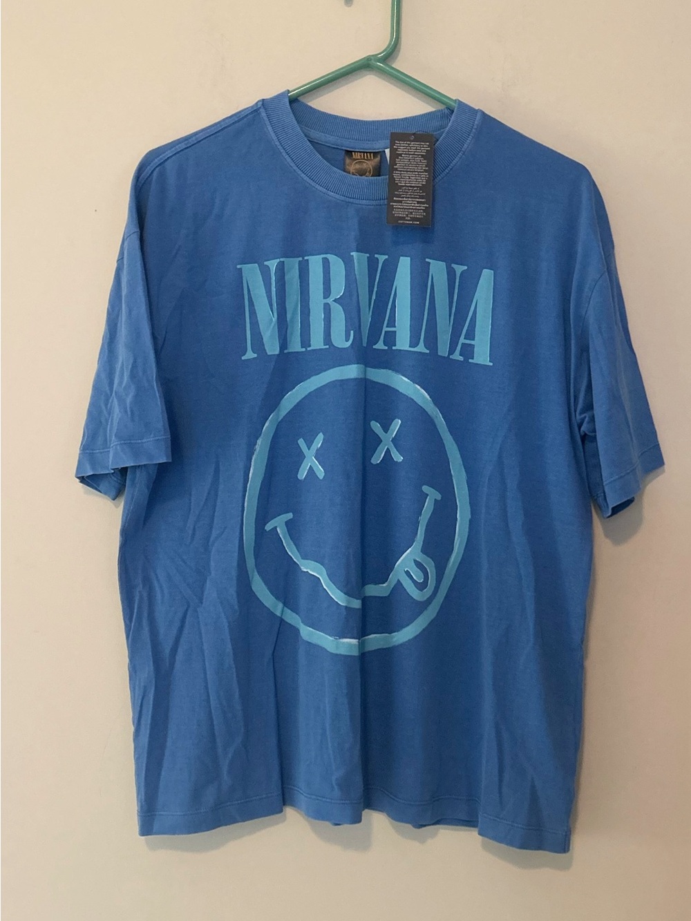 NIRVANA Blue Graphic Tee with Smiley Logo